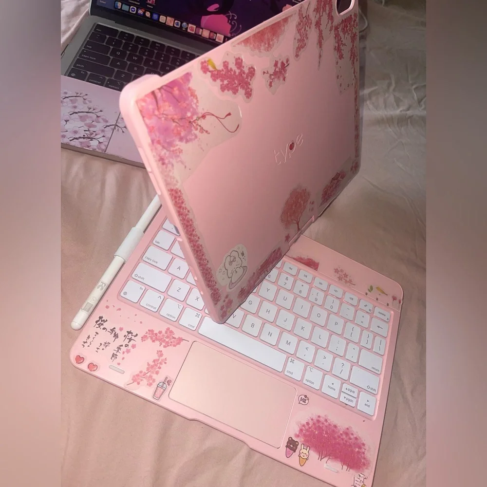 Pink Tablet Case with Keyboard